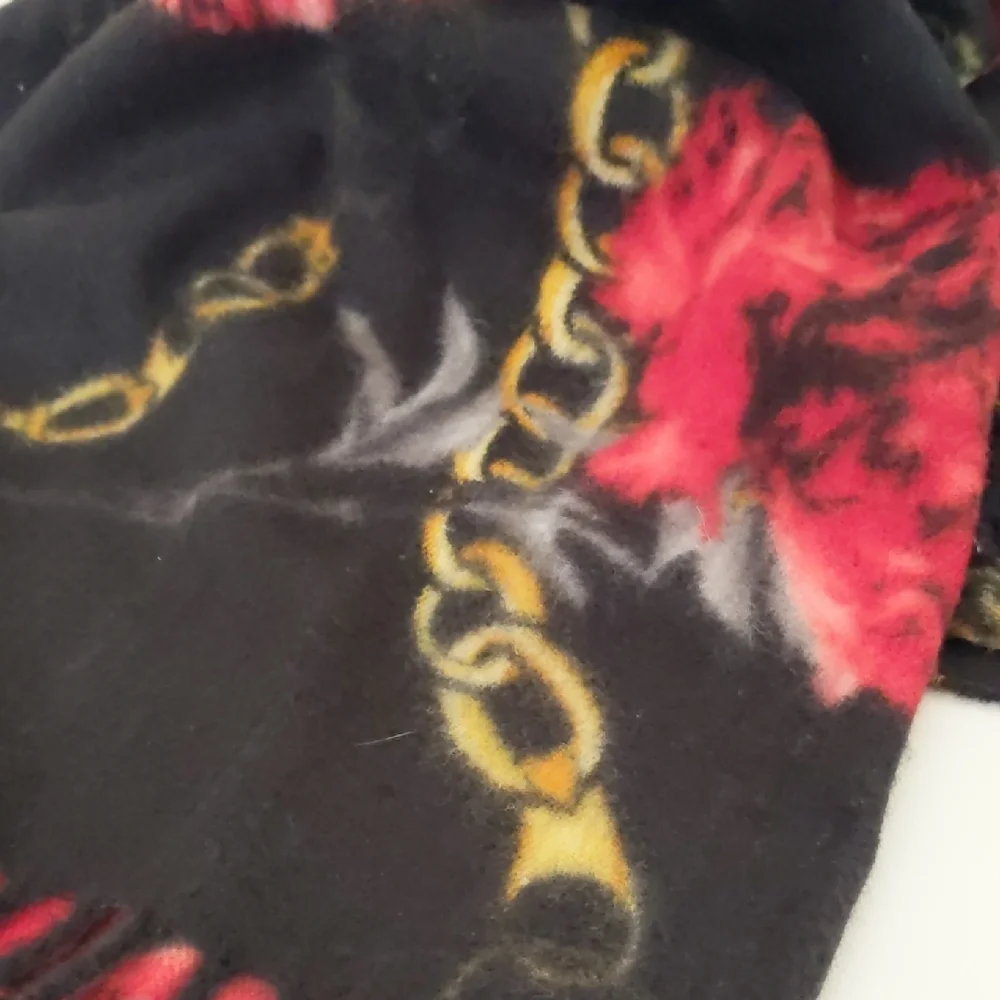 Chain and Red Flowers Large Soft Wrap Shawl Scarf Wool Blend